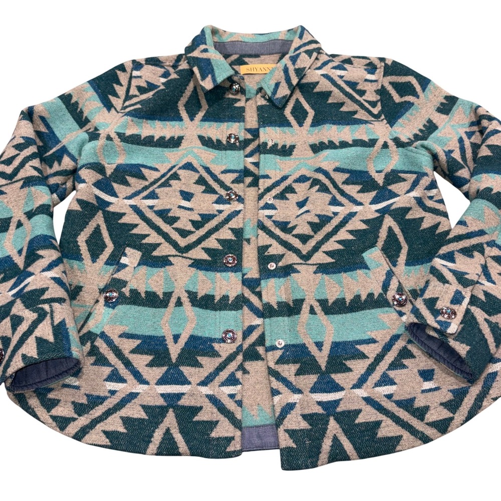 Western Aztec Print jacket Womens Medium Teal Shyanne